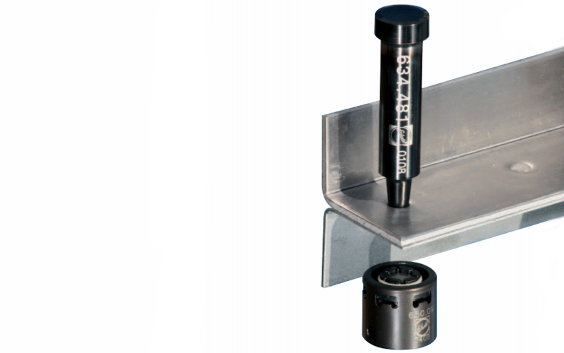 press-joining with clinching Picture shows the press-joining with two metal profiles.
